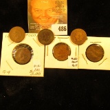 1880, 1882, 1883, 1884, 1887 & 1888 Indian head Cents. AG-VG.