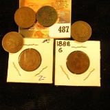 1880, 1882, 1883, 1884, 1888 & 1889 Indian Head Cents. AG-G.