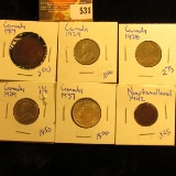 Canadian Coin Lot Includes A 1942 Newfoundland Penny, 1924 Canadian Nickel, 1928 Nickel, 1937 Quarte