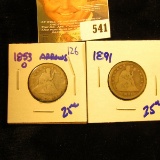 1891 And 1853-O Seated Quarters