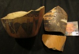 Unrestored Pot with shards. Black on brown Clay. No attribution.