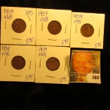 5 Carded 1909 VDB Wheat Penny