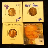 1960 Penny With A Clipped Planchet, 1955 Proof Penny, And 1916-D Wheat Penny