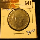 1936-A Silver 5 Mark Coin From Germany.  Hindenburgh Is On The Front And The Eagle Is On The Reverse