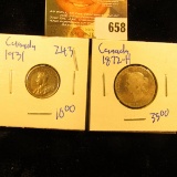 Canadian Coin Lot Includes 1872-H Quarter And 1931 Dime