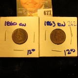 1860cn And 1863 Cn Indian Head Pennies