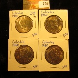 (4) Beautiful 1960 50 Centavos Coins From Columbia