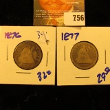 1876 And 1877 Seated Quarters