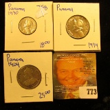 Coins From Panama Includes 1904 10 Centisimos, 1934 Quarter Balboa, And 1930 1/10th Balboa