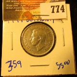 1947 Silver Canadian Quarter Dot Variety