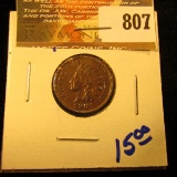 1901 Indian Head Penny With Beads, Liberty, And Diamonds Visible