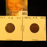 1864 & 1864 L Bronze U.S. Indian Head Cents.