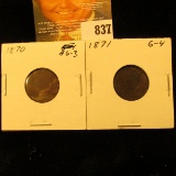 1870 & 1871 U.S. Indian Head Cents.