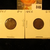 1865 & 1866 U.S. Indian Head Cents.