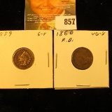 1859 & 1860 U.S. Indian Head Cents.