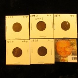 1870, 1873 Open 3, 1874, 1875, & 1876 U.S. Indian Head Cents. Good to Fine.
