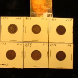 1859, 1863, 1864 Bronze, 1873 open 3, 1874, & 1876 U.S. Indian Head Cents.