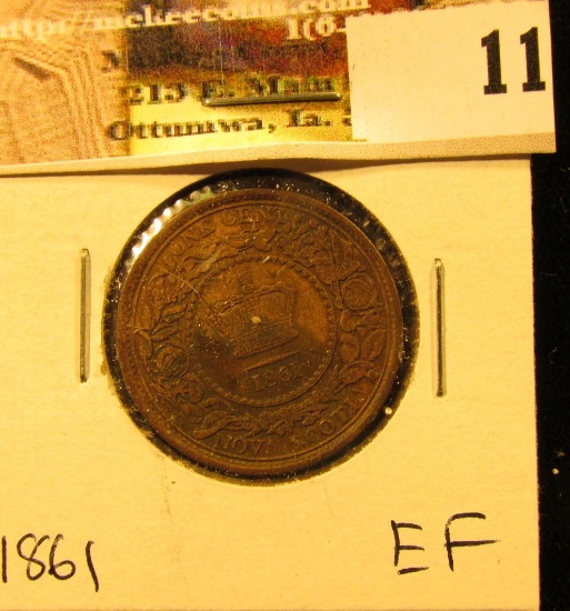 1861 Nova Scotia Large Cent, EF.