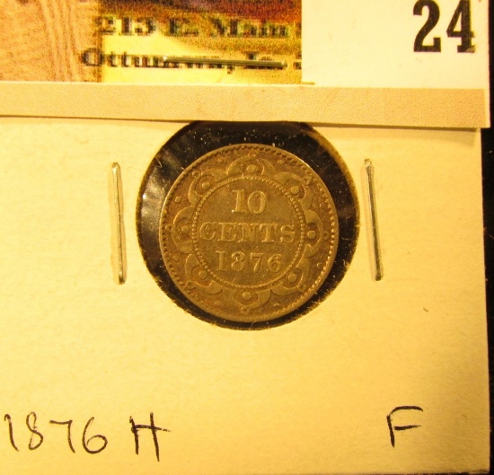 1876H Newfoundland Silver Dime, Fine