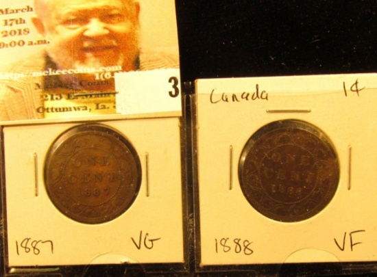 Lot of Canada Large Cents: 1887 VG & 1888 VF.