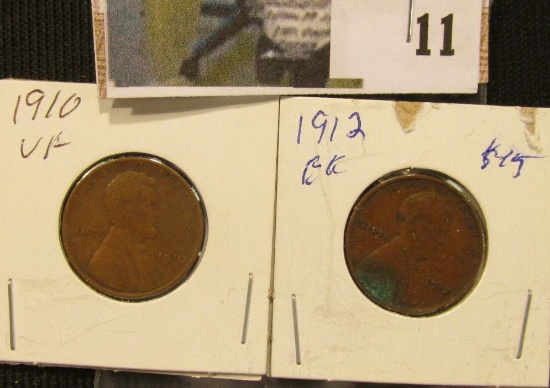 1910 P VF & 12 P EF Lincoln Cents.