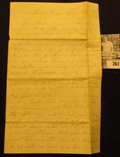 1863 Civil War Letter from Blu Grafs, Iowa, which mentions firing cannons at Davenport, and speaks o