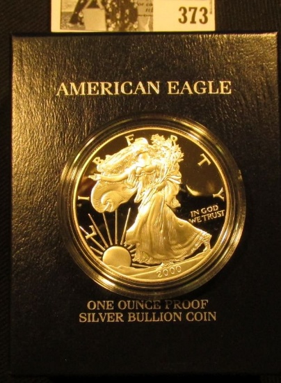 2000 P U.S. Proof Silver American Eagle One Ounce .999 fine Silver Dollar in original box of issue w