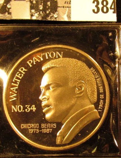 "Walter Payton/No.34/Chicago Bears/1975-1987/1 Troy Oz. .999 Fine Silver", "Time NFL Rushing Leader/