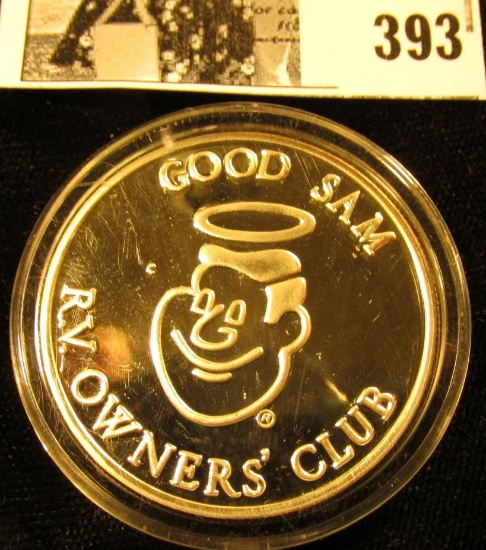 "Good Sam RV. Owners' Club", "Good Sam/.999 Fine Silver/Smiling Faces/Going Places/1988/Rose Parade
