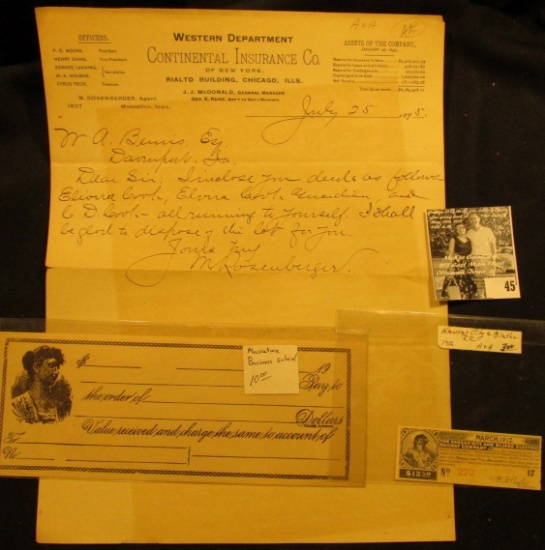 (Muscatine Business School) Blank Check "College Currency", female vignette left; March, 1912 "The K
