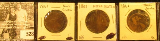 (3) 1861 Nova Scotia Large Cents, G, VG, & Fine.