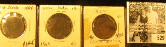(3) 1864 Nova Scotia Large Cents, G, & (2) VG.