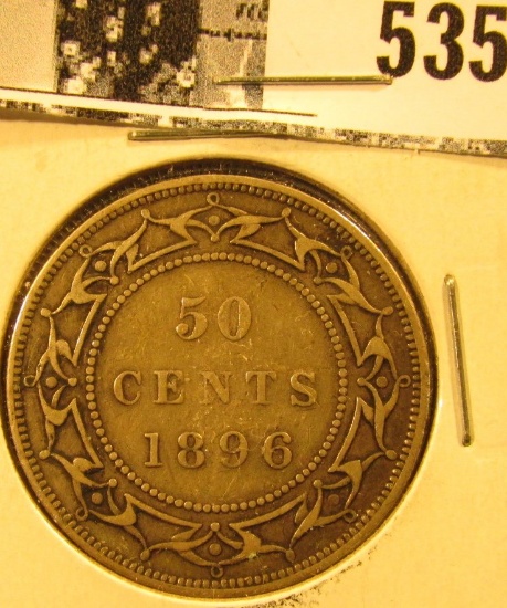 1896 Newfoundland Silver Half Dollar, Very Fine.
