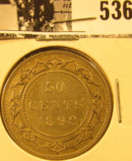 1898 Newfoundland Silver Half Dollar, Extra Fine.