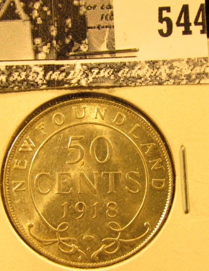 1918C Newfoundland Silver Half Dollar, CH BU 64.