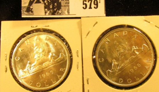 1965 & 66 Canada Silver Dollars, Both BU.