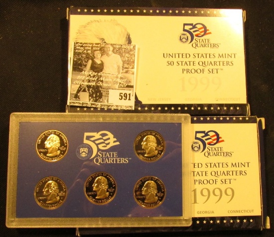 (2) 1999 S United States Mint 50 Quarters Proof Sets in original boxes as issued.