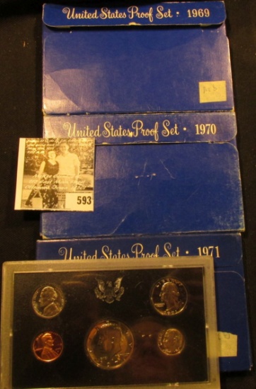 1969 S, 70 S, & 71 S U.S. Proof Sets. Original as issued.