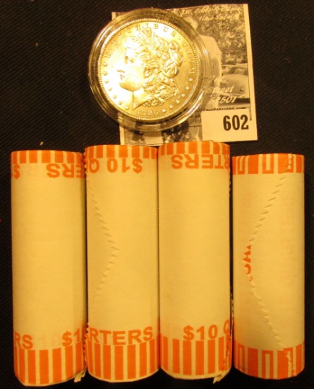 (4) 2000 D Original BU Bank-wrapped Rolls of Massachusetts Statehood Quarters; & 1886 P BU Morgan Si