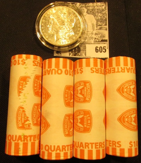 (4) 2004 D Original BU Bank-wrapped Rolls of Florida Statehood Quarters; & 1885 O BU Morgan Silver D