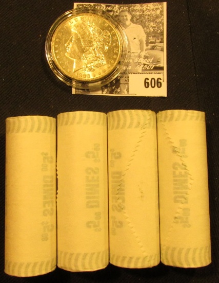 (4) 1999 D Original BU Bank-wrapped Rolls of New Jersey Statehood Quarters; & 1883 O BU Morgan Silve