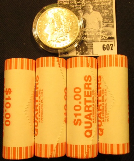 (4) 2007 D Original BU Bank-wrapped Rolls of Utah Statehood Quarters; & 1896 P BU Morgan Silver Doll