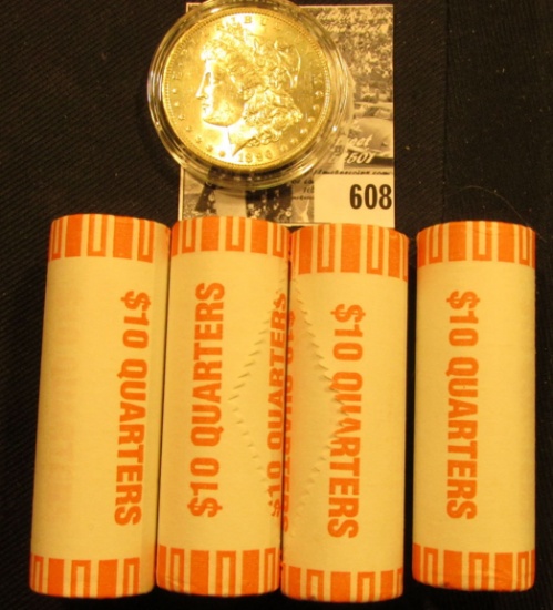 (4) 2000 D Original BU Bank-wrapped Rolls of New Hampshire Statehood Quarters; & 1896 P BU Morgan Si