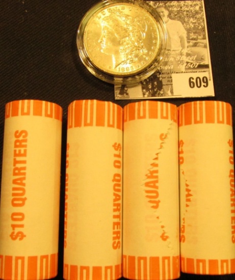 (4) 2003 D Original BU Bank-wrapped Rolls of Alabama Statehood Quarters; & 1883 O BU Morgan Silver D