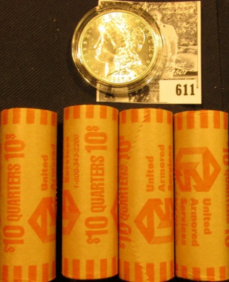 (4) 1999 D Original BU Bank-wrapped Rolls of Pennsylvania Statehood Quarters; & 1887 P BU Morgan Sil