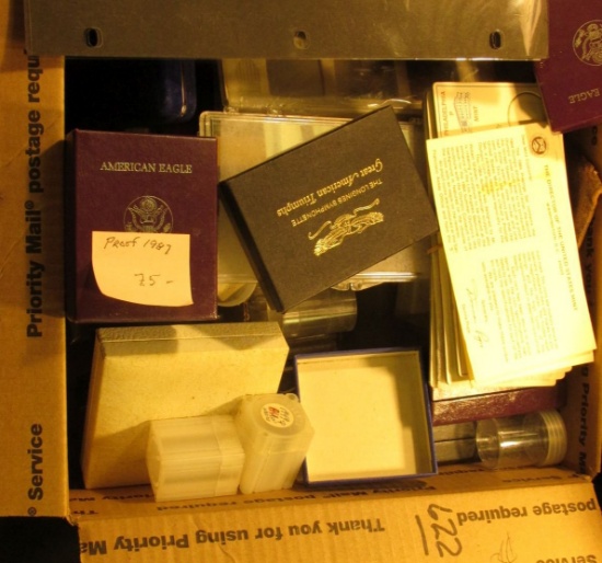 Box of Old Coin Supplies, Tubes, Coin Boxes, and etc.