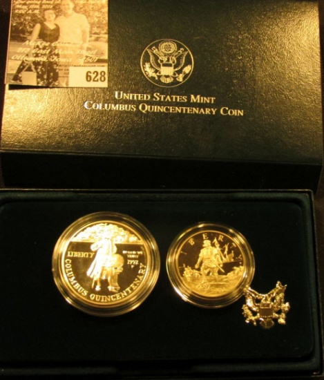 1992 Two-Coin Proof Set "The Columbus Quincentenary Coins" in orginal box with COA.