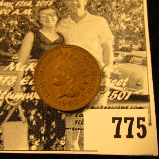 1903  Indian Head Cent, Brown AU-Unc.