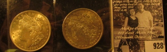 1890 P EF & 1921 P BU Morgan Silver Dollars.