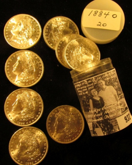 1884 O Solid Date Original Gem BU Roll of Morgan Silver Dollars in a plastic tube. (20 pcs.).